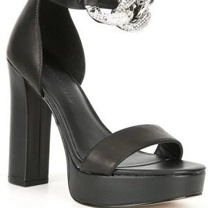 Karl Lagerfeld Paris Black with Rhinestone Chain Anisha Platform Sandal Size 10